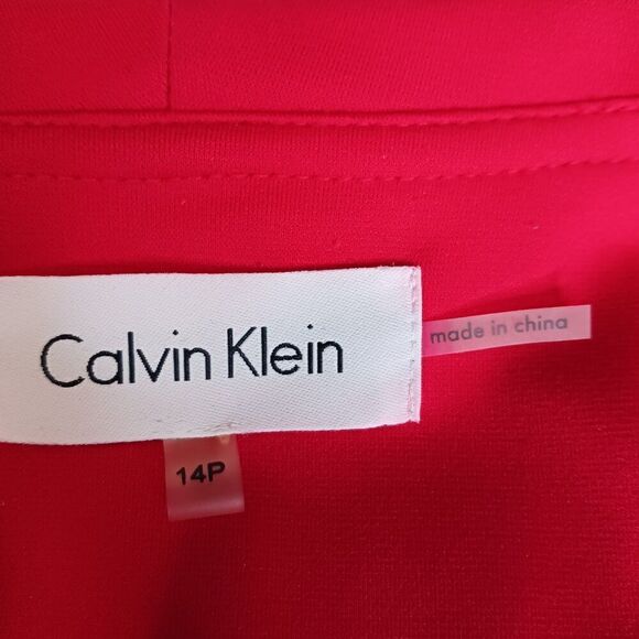 Calvin Klein Ruffle Suit Cardigan Women's size 14 Petite Bright Red Color - Picture 6 of 11